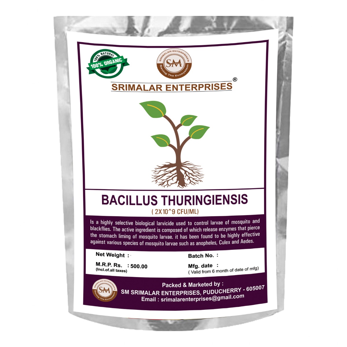 SRIMALAR ENTERPRISES Bacillus Thuringiensis